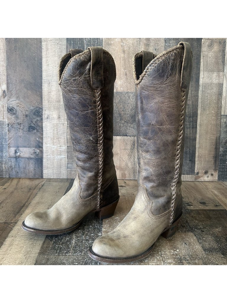Lane Lb0350 Plain Jane Tall Round Toe Brown Western Cowboy Boots Womens 7